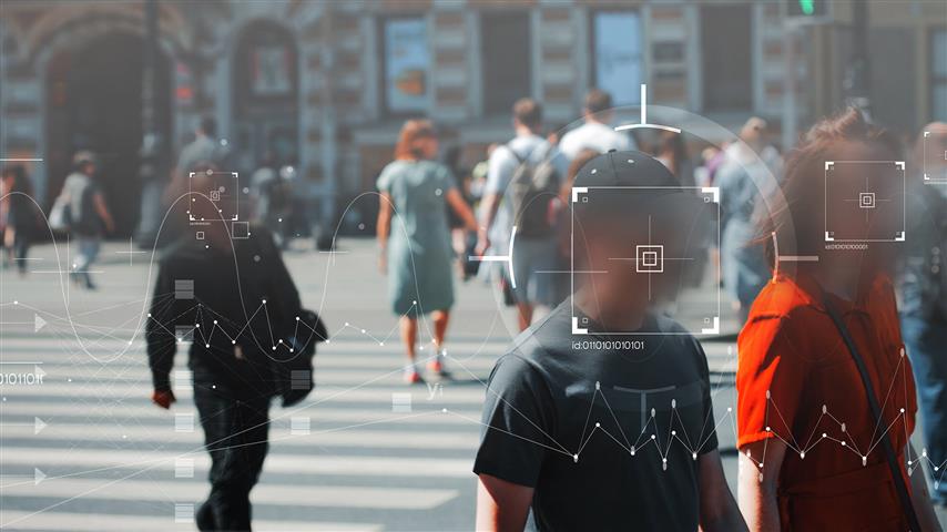 people walking facial recognition